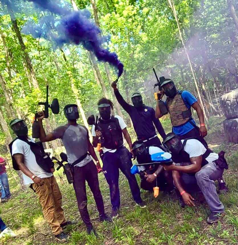 Woodsball team smoke paintball